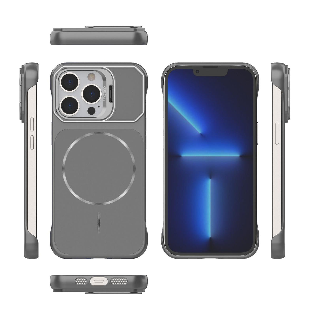 For iPhone 13 Pro Frameless Half-Wrapped PC Magnetic Phone Case - Gray - EDA009914107F