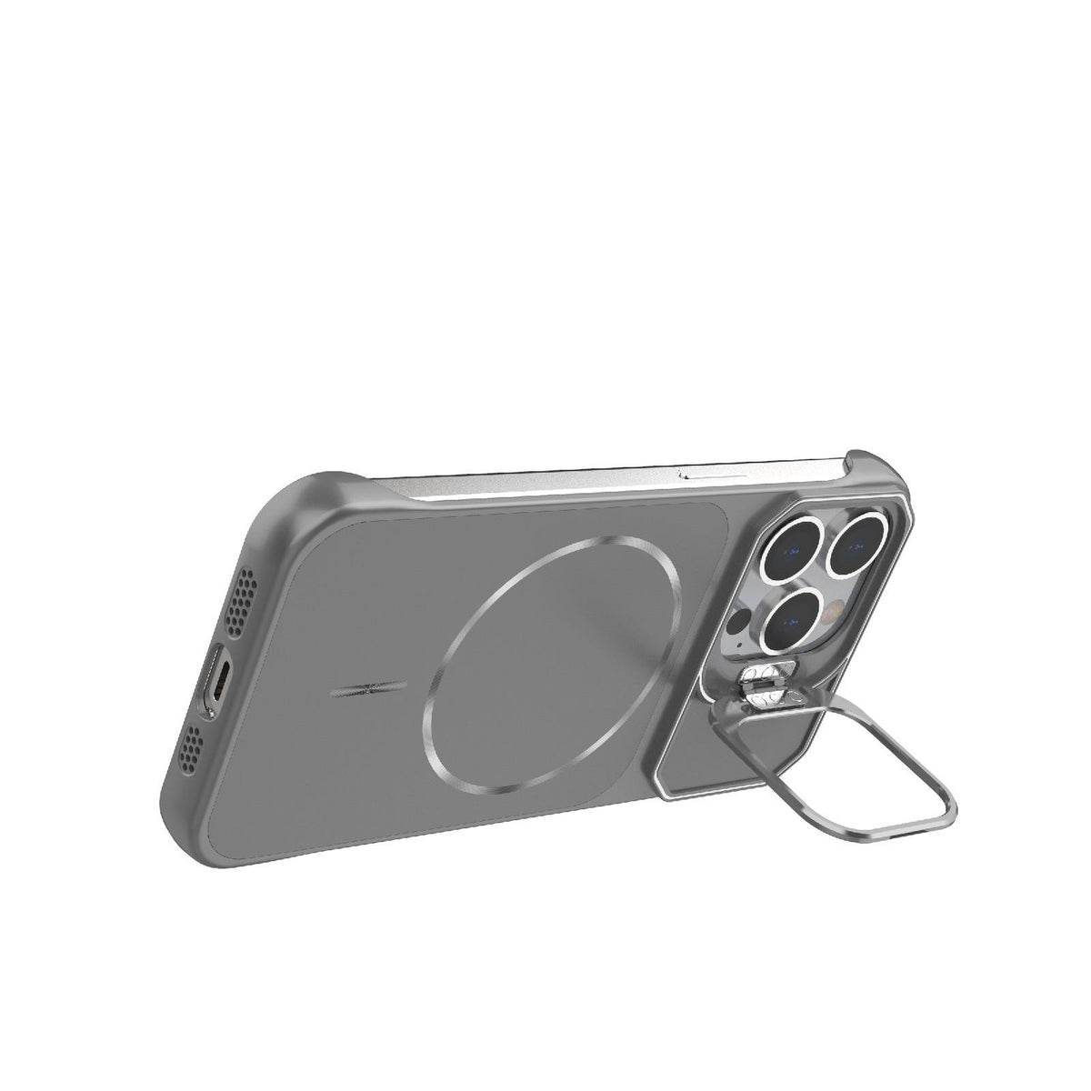For iPhone 13 Pro Frameless Half-Wrapped PC Magnetic Phone Case - Gray - EDA009914107F