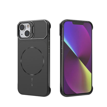 For iPhone 14 Frameless Half-Wrapped PC Magnetic Phone Case - Black - EDA009914109A