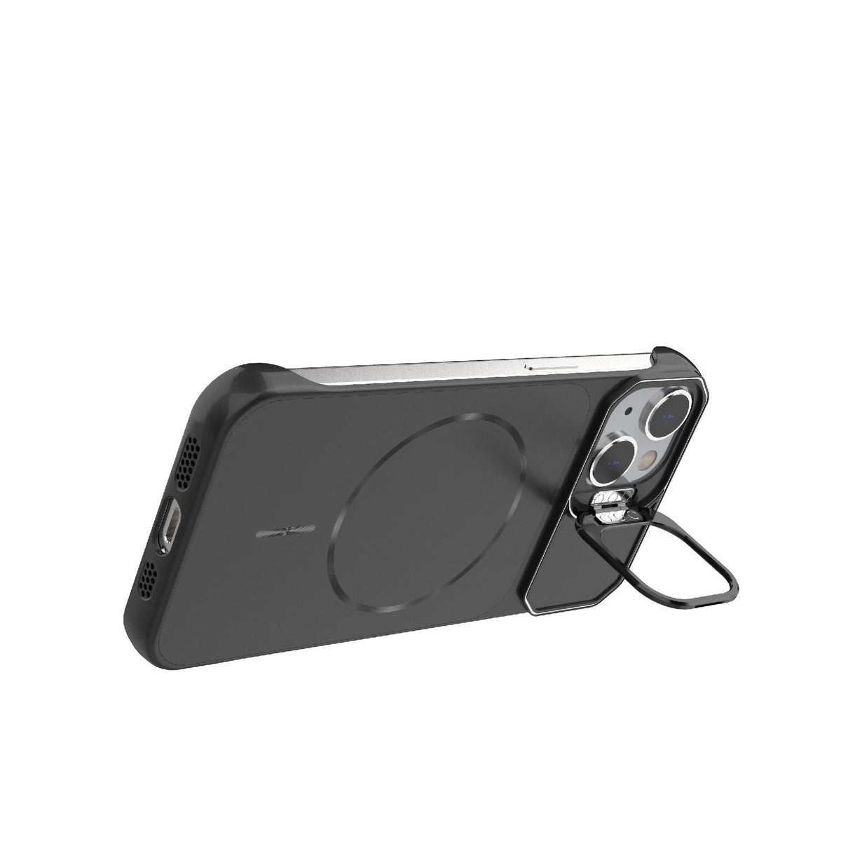 For iPhone 14 Frameless Half-Wrapped PC Magnetic Phone Case - Black - EDA009914109A