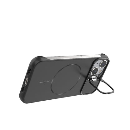 For iPhone 14 Frameless Half-Wrapped PC Magnetic Phone Case - Black - EDA009914109A