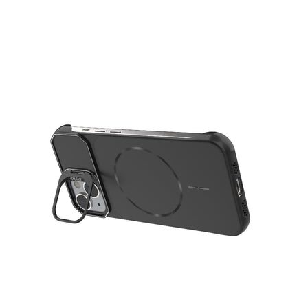 For iPhone 14 Frameless Half-Wrapped PC Magnetic Phone Case - Black - EDA009914109A