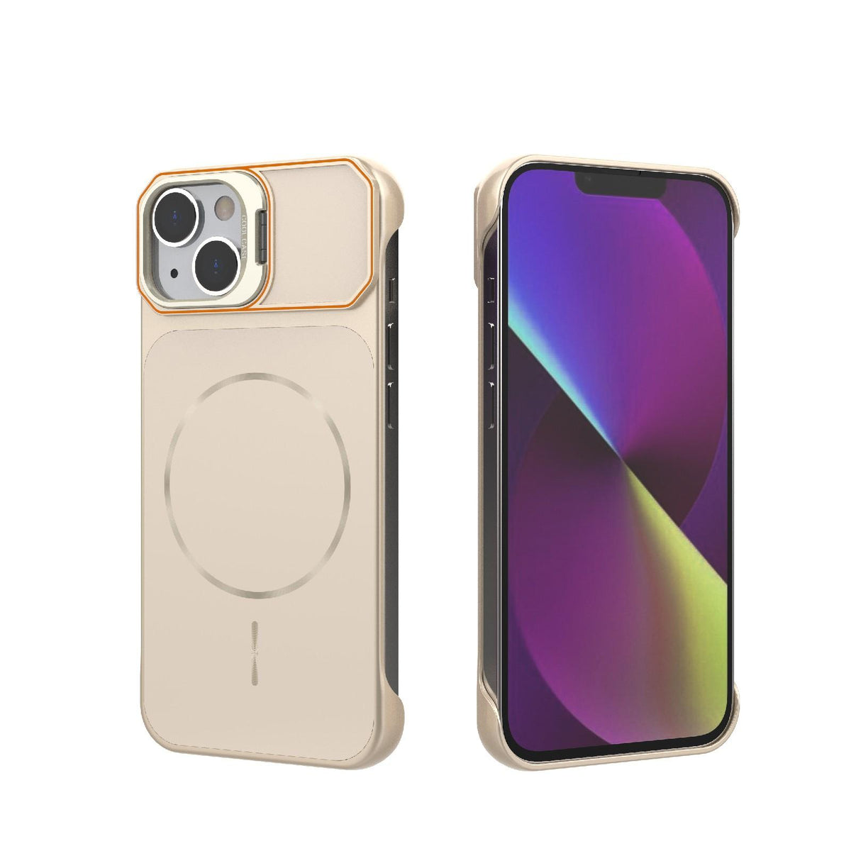 For iPhone 14 Frameless Half-Wrapped PC Magnetic Phone Case - Rose Gold - EDA009914109B