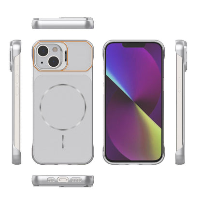 For iPhone 14 Frameless Half-Wrapped PC Magnetic Phone Case - Silver - EDA009914109D
