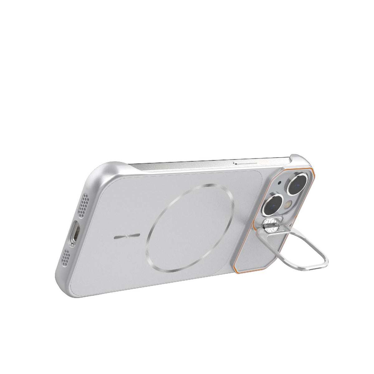 For iPhone 14 Frameless Half-Wrapped PC Magnetic Phone Case - Silver - EDA009914109D