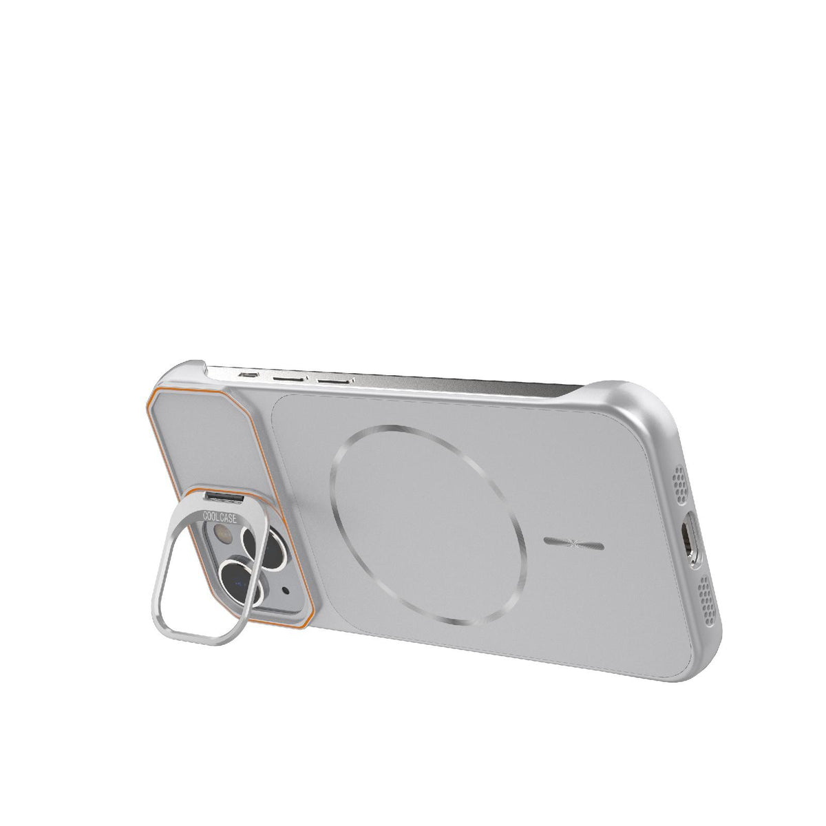 For iPhone 14 Frameless Half-Wrapped PC Magnetic Phone Case - Silver - EDA009914109D