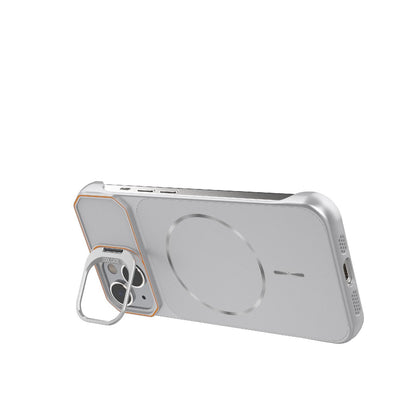 For iPhone 14 Frameless Half-Wrapped PC Magnetic Phone Case - Silver - EDA009914109D