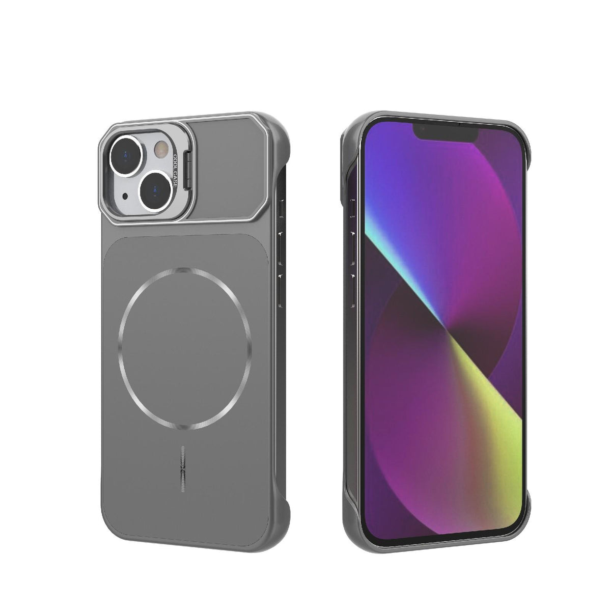 For iPhone 14 Frameless Half-Wrapped PC Magnetic Phone Case - Gray - EDA009914109F