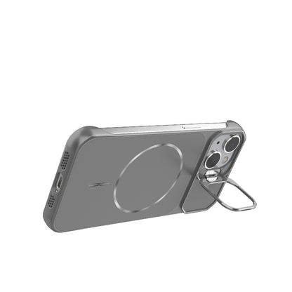 For iPhone 14 Frameless Half-Wrapped PC Magnetic Phone Case - Gray - EDA009914109F