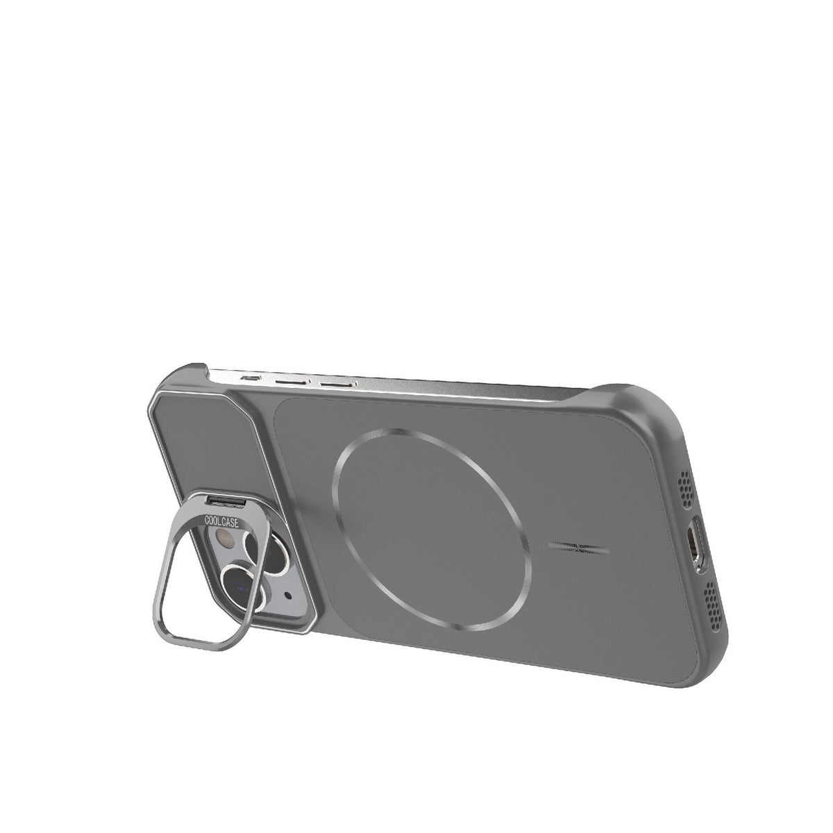 For iPhone 14 Frameless Half-Wrapped PC Magnetic Phone Case - Gray - EDA009914109F