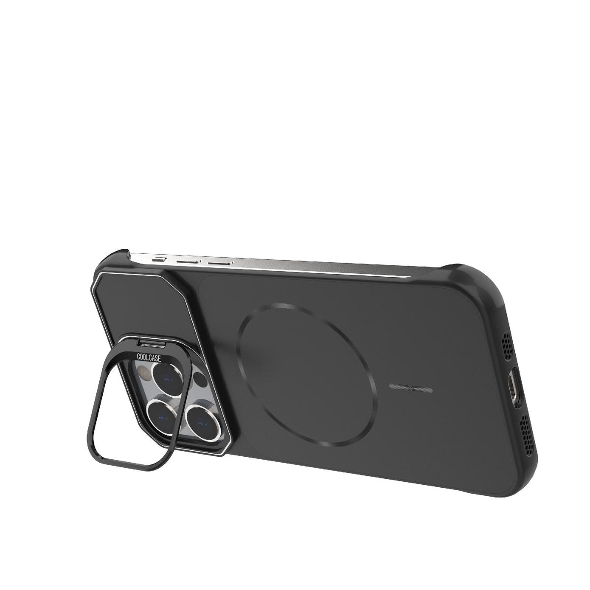 For iPhone 14 Pro Max Frameless Half-Wrapped PC Magnetic Phone Case - Black - EDA009914110A