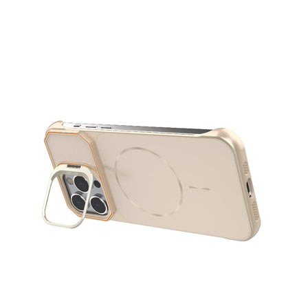 For iPhone 14 Pro Max Frameless Half-Wrapped PC Magnetic Phone Case - Rose Gold - EDA009914110B