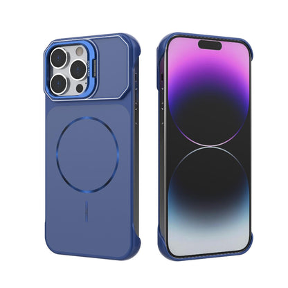 For iPhone 14 Pro Max Frameless Half-Wrapped PC Magnetic Phone Case - Blue - EDA009914110C