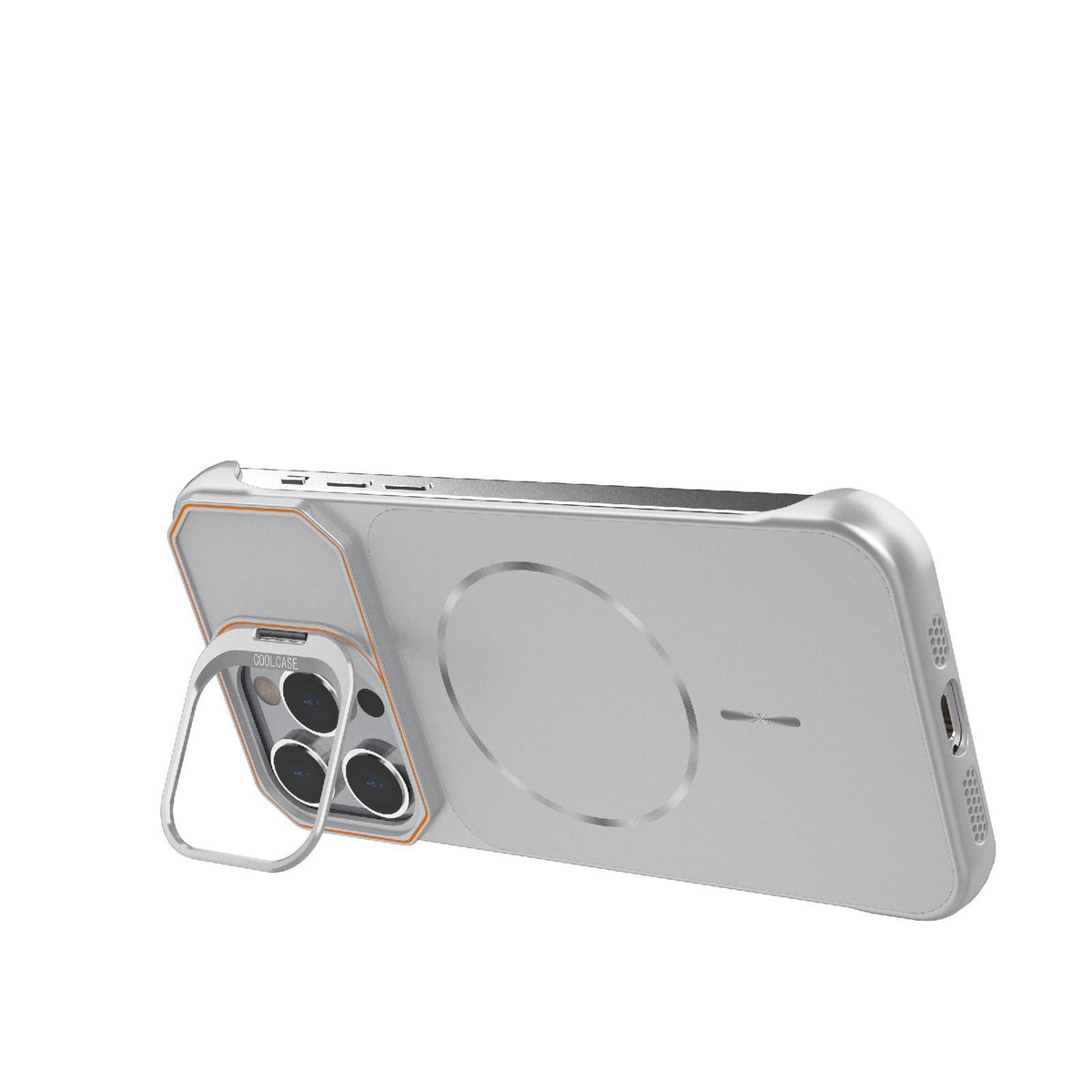 For iPhone 14 Pro Max Frameless Half-Wrapped PC Magnetic Phone Case - Silver - EDA009914110D