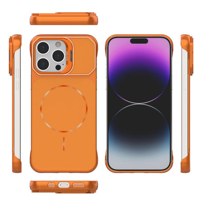 For iPhone 14 Pro Max Frameless Half-Wrapped PC Magnetic Phone Case - Orange - EDA009914110E