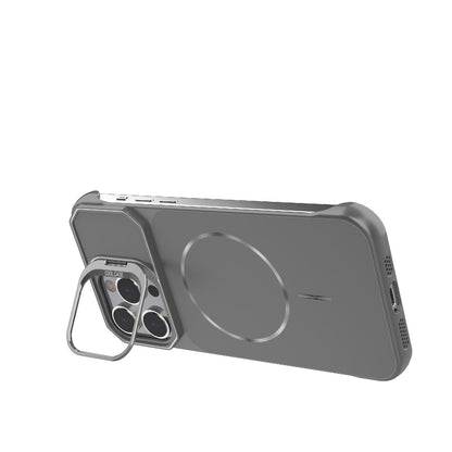 For iPhone 14 Pro Max Frameless Half-Wrapped PC Magnetic Phone Case - Gray - EDA009914110F