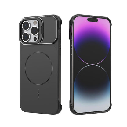 For iPhone 14 Pro Frameless Half-Wrapped PC Magnetic Phone Case - Black - EDA009914111A