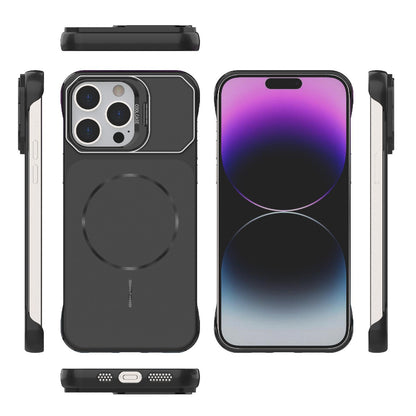 For iPhone 14 Pro Frameless Half-Wrapped PC Magnetic Phone Case - Black - EDA009914111A