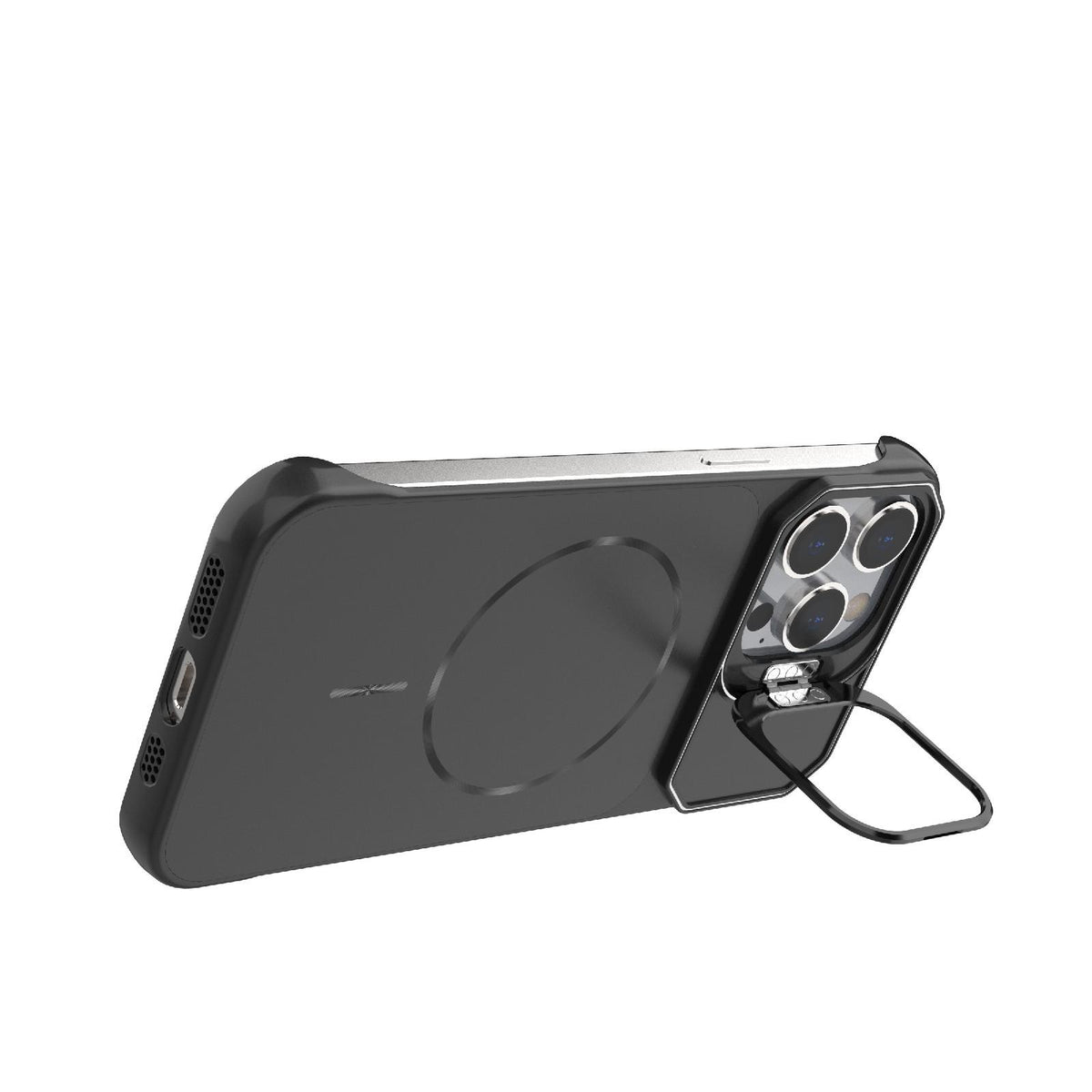 For iPhone 14 Pro Frameless Half-Wrapped PC Magnetic Phone Case - Black - EDA009914111A