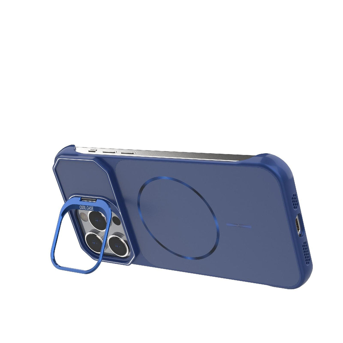 For iPhone 14 Pro Frameless Half-Wrapped PC Magnetic Phone Case - Blue - EDA009914111C