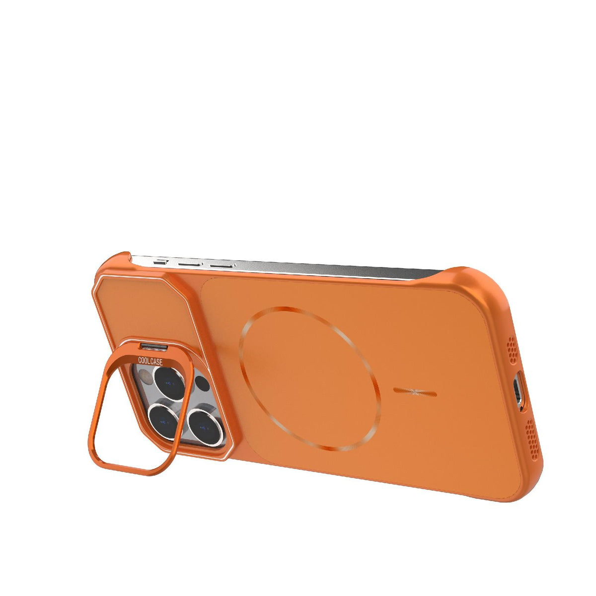 For iPhone 14 Pro Frameless Half-Wrapped PC Magnetic Phone Case - Orange - EDA009914111E