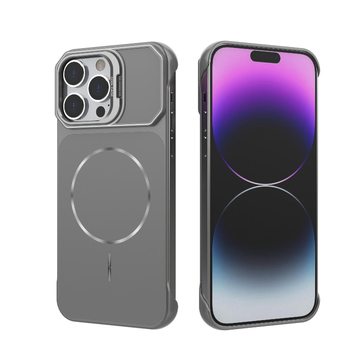 For iPhone 14 Pro Frameless Half-Wrapped PC Magnetic Phone Case - Gray - EDA009914111F