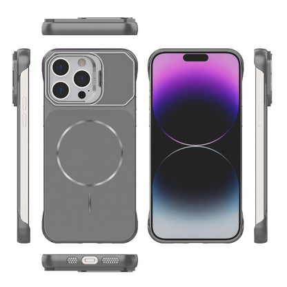 For iPhone 14 Pro Frameless Half-Wrapped PC Magnetic Phone Case - Gray - EDA009914111F