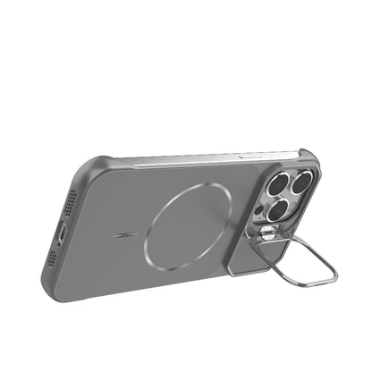 For iPhone 14 Pro Frameless Half-Wrapped PC Magnetic Phone Case - Gray - EDA009914111F