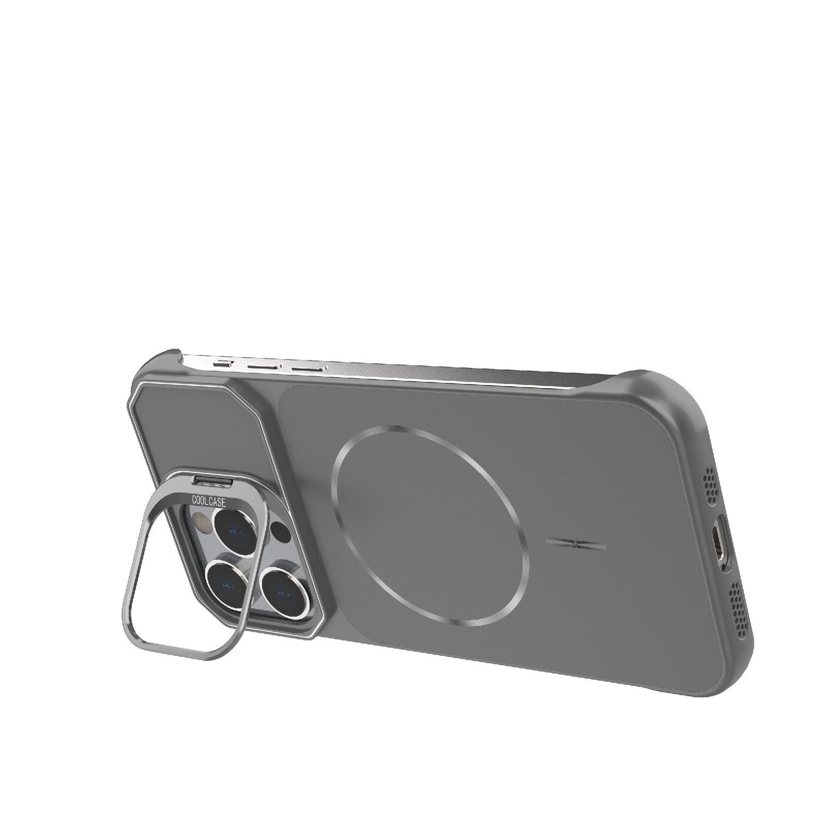 For iPhone 14 Pro Frameless Half-Wrapped PC Magnetic Phone Case - Gray - EDA009914111F