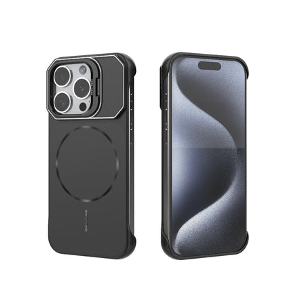 For iPhone 15 Pro Frameless Half-Wrapped PC Magnetic Phone Case - Black - EDA009914112A