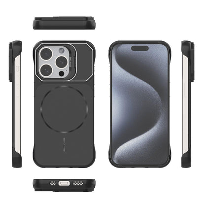 For iPhone 15 Pro Frameless Half-Wrapped PC Magnetic Phone Case - Black - EDA009914112A