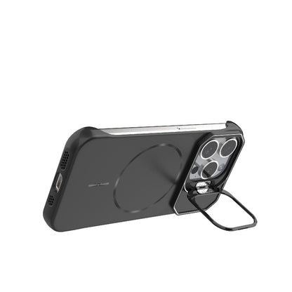 For iPhone 15 Pro Frameless Half-Wrapped PC Magnetic Phone Case - Black - EDA009914112A