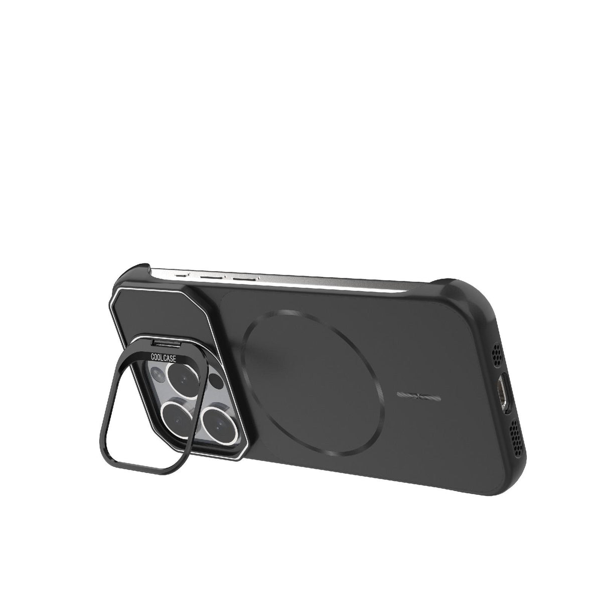 For iPhone 15 Pro Frameless Half-Wrapped PC Magnetic Phone Case - Black - EDA009914112A