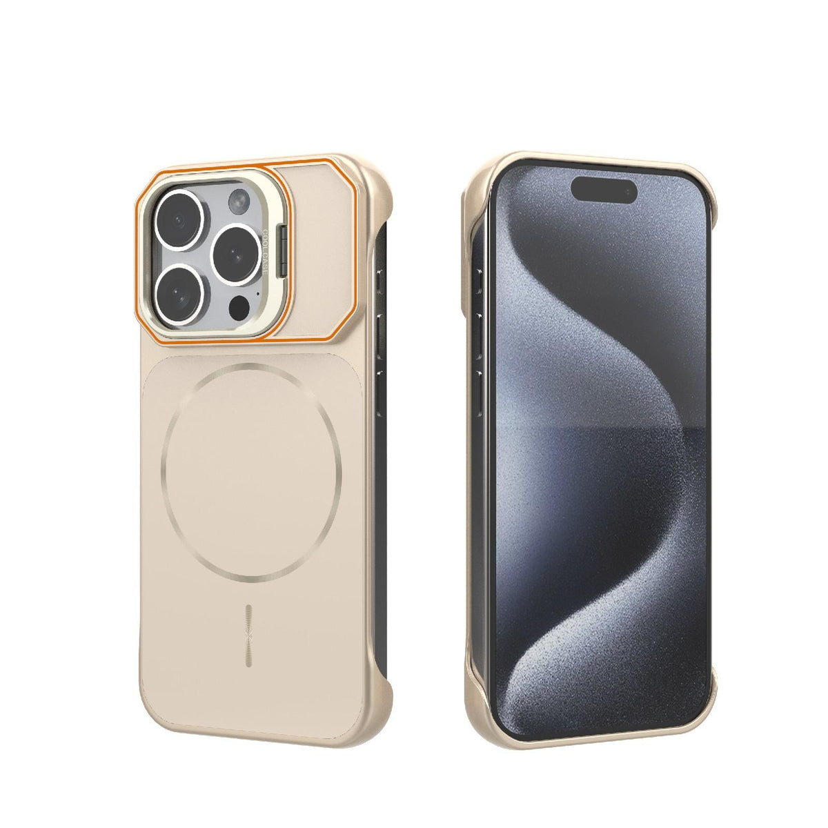 For iPhone 15 Pro Frameless Half-Wrapped PC Magnetic Phone Case - Rose Gold - EDA009914112B