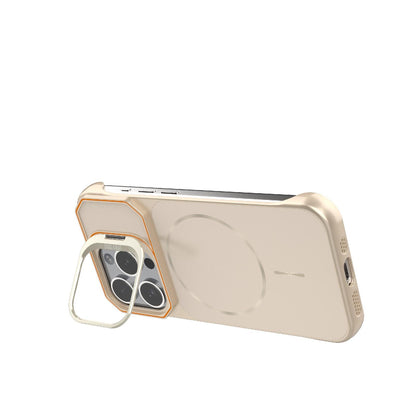 For iPhone 15 Pro Frameless Half-Wrapped PC Magnetic Phone Case - Rose Gold - EDA009914112B