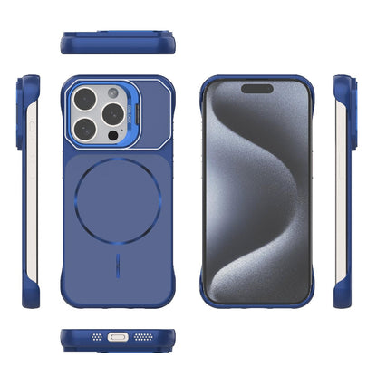 For iPhone 15 Pro Frameless Half-Wrapped PC Magnetic Phone Case - Blue - EDA009914112C