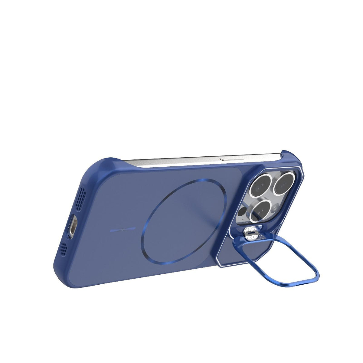 For iPhone 15 Pro Frameless Half-Wrapped PC Magnetic Phone Case - Blue - EDA009914112C