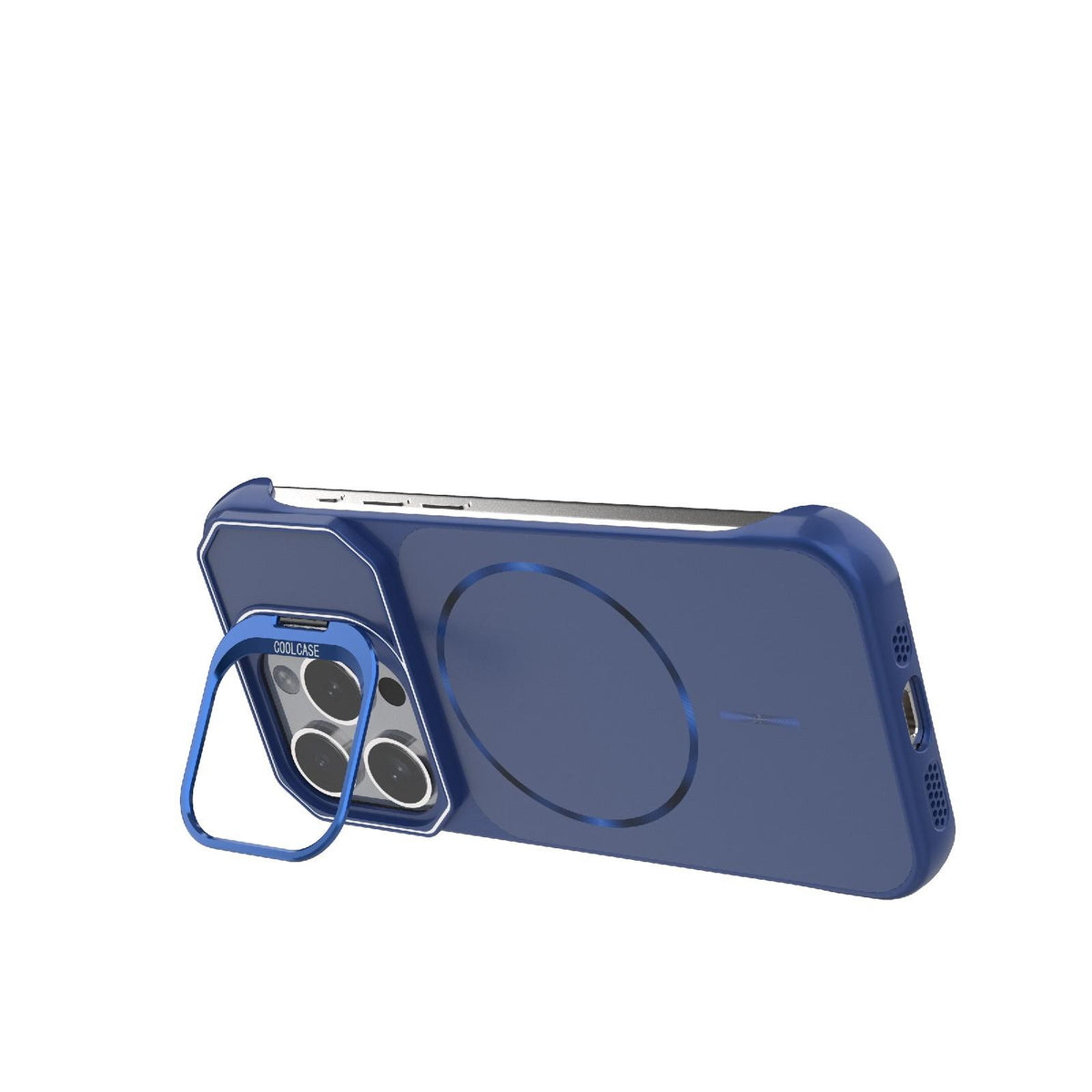 For iPhone 15 Pro Frameless Half-Wrapped PC Magnetic Phone Case - Blue - EDA009914112C