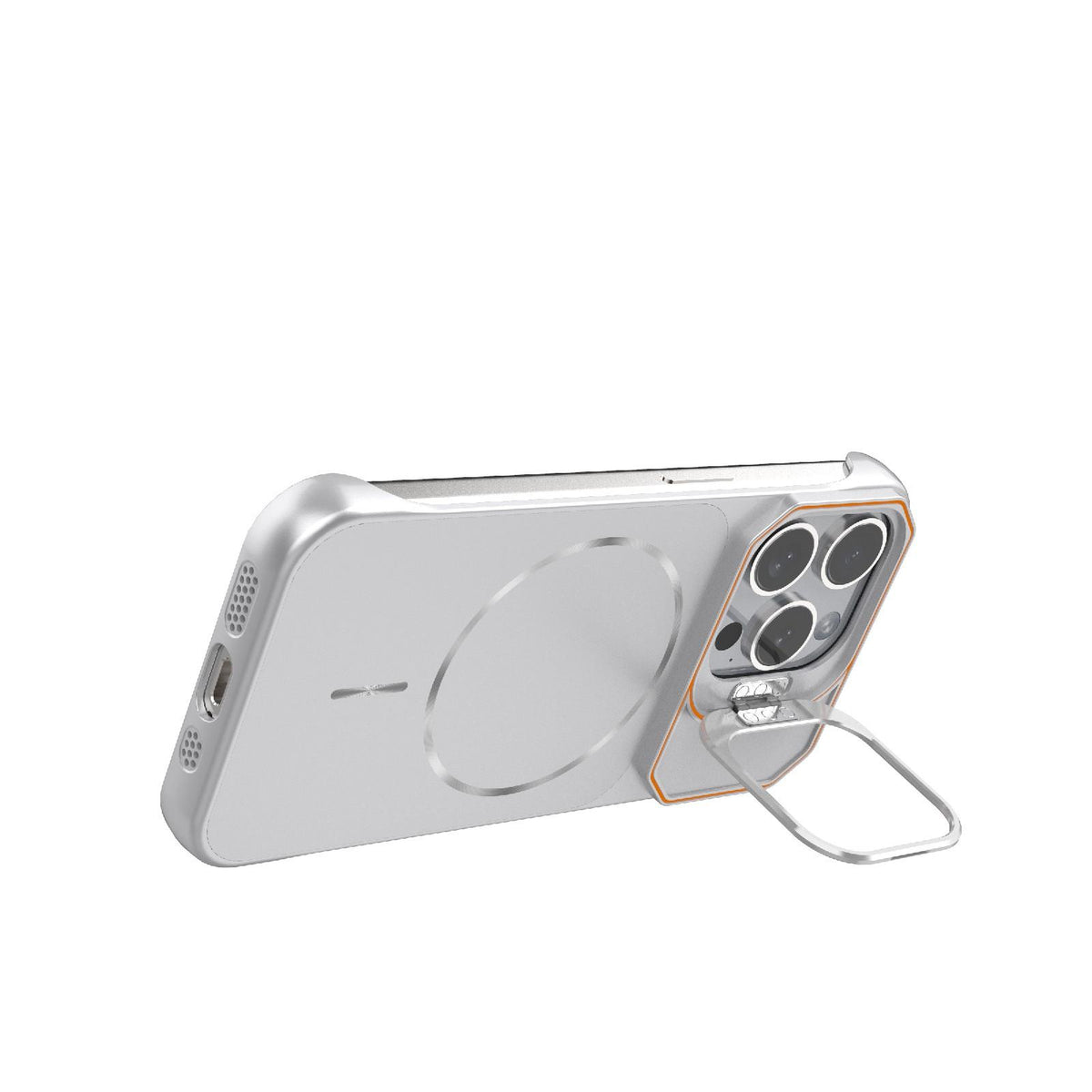 For iPhone 15 Pro Frameless Half-Wrapped PC Magnetic Phone Case - Silver - EDA009914112D