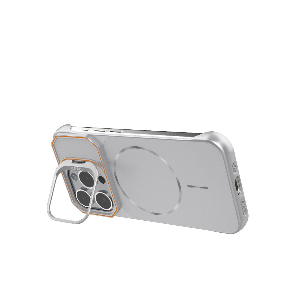 For iPhone 15 Pro Frameless Half-Wrapped PC Magnetic Phone Case - Silver - EDA009914112D