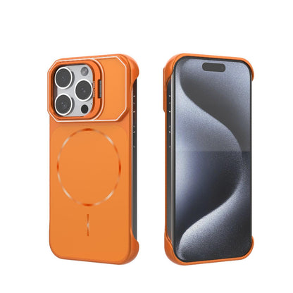 For iPhone 15 Pro Frameless Half-Wrapped PC Magnetic Phone Case - Orange - EDA009914112E