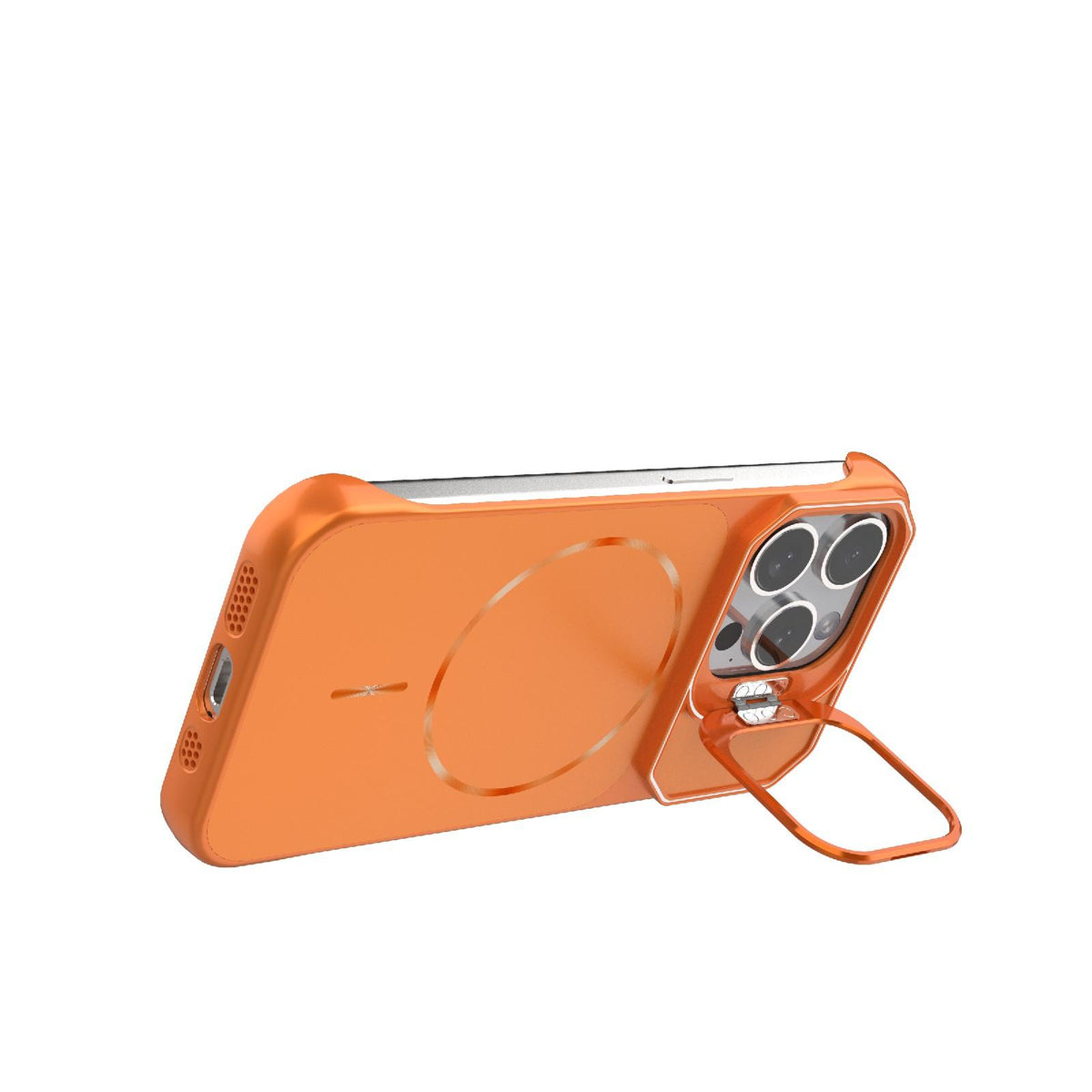 For iPhone 15 Pro Frameless Half-Wrapped PC Magnetic Phone Case - Orange - EDA009914112E