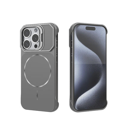 For iPhone 15 Pro Frameless Half-Wrapped PC Magnetic Phone Case - Gray - EDA009914112F