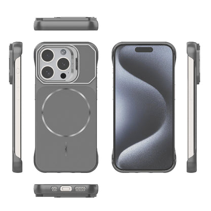 For iPhone 15 Pro Frameless Half-Wrapped PC Magnetic Phone Case - Gray - EDA009914112F