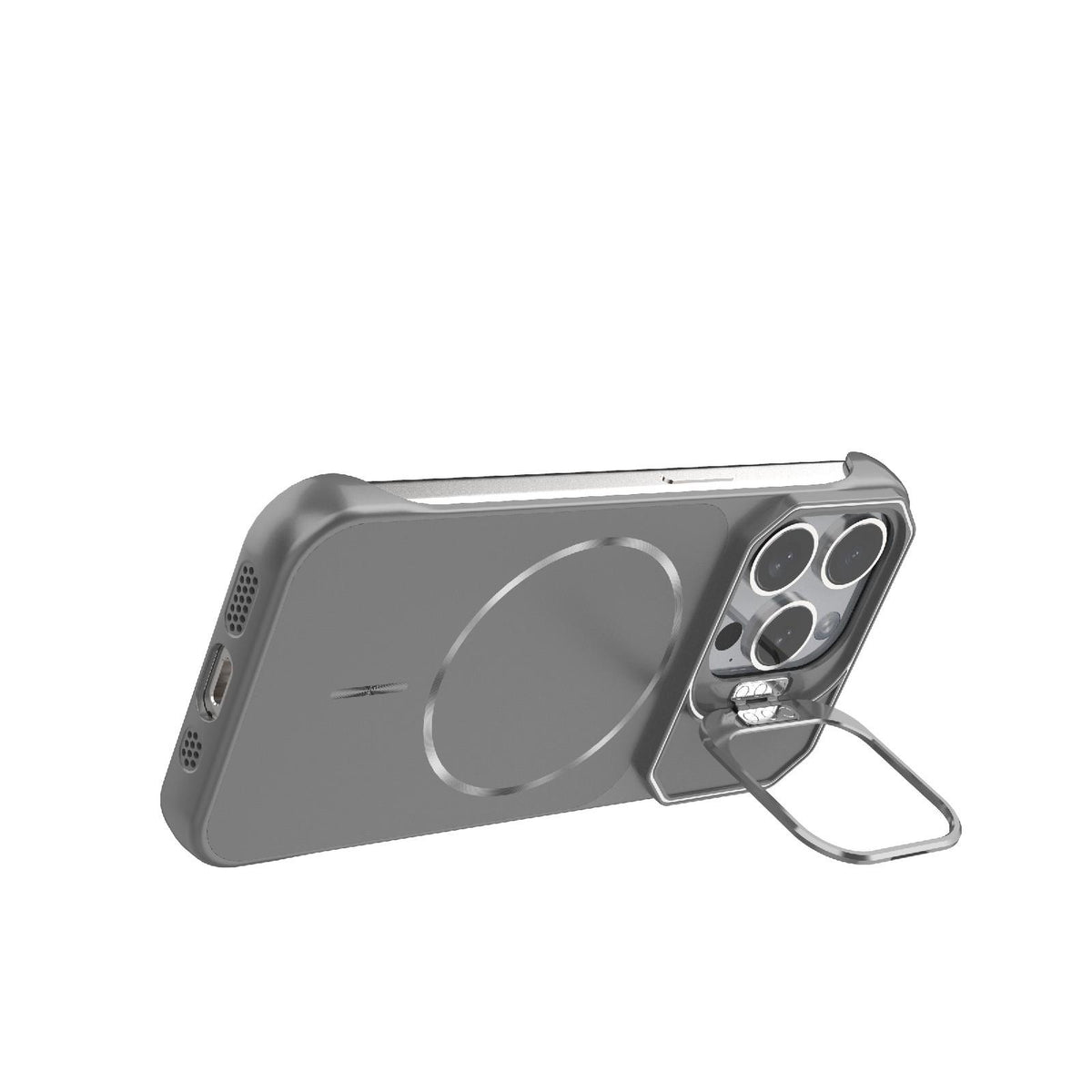 For iPhone 15 Pro Frameless Half-Wrapped PC Magnetic Phone Case - Gray - EDA009914112F