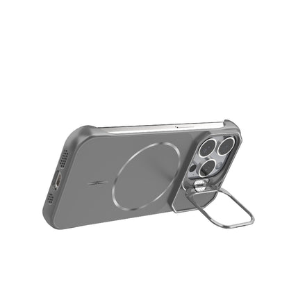 For iPhone 15 Pro Frameless Half-Wrapped PC Magnetic Phone Case - Gray - EDA009914112F