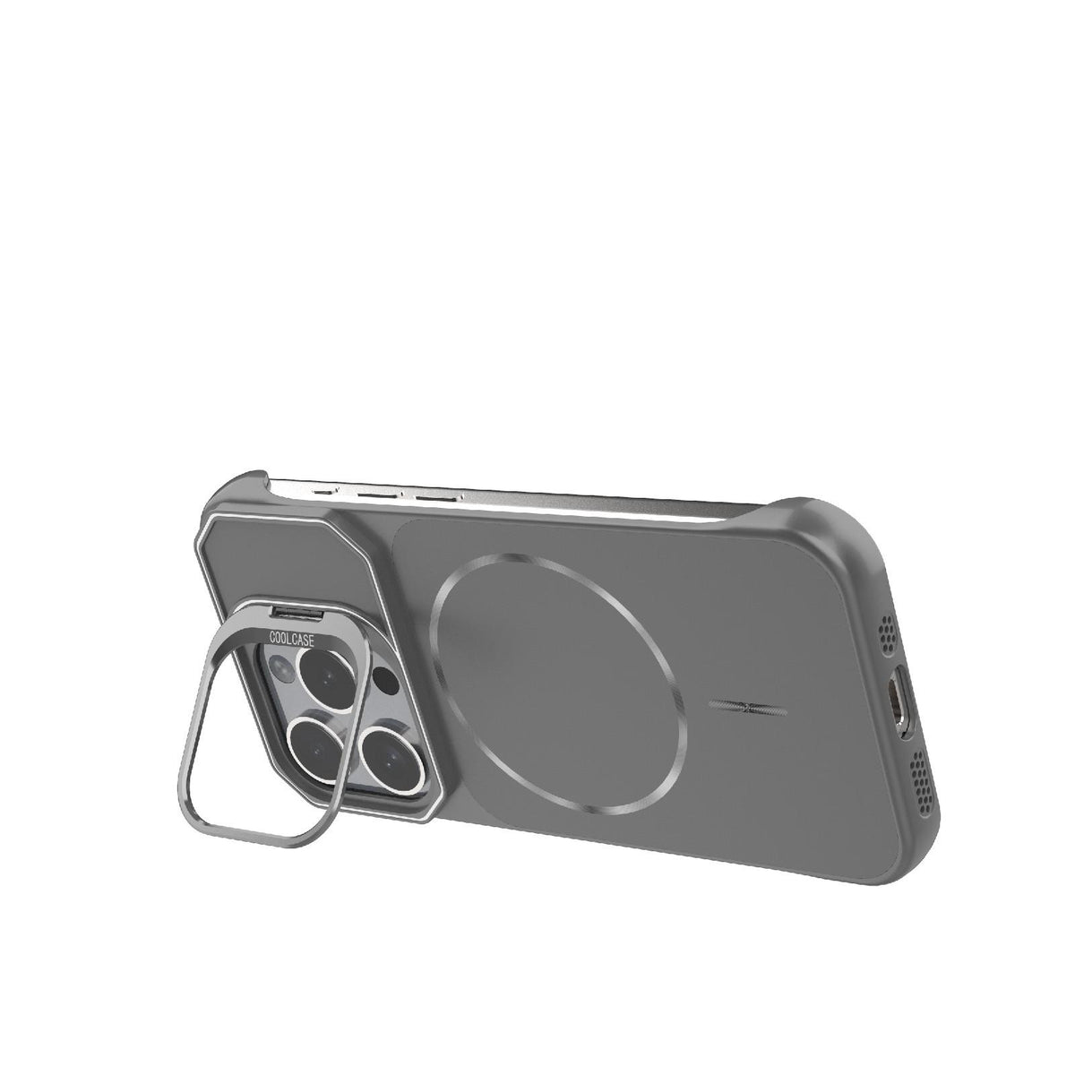 For iPhone 15 Pro Frameless Half-Wrapped PC Magnetic Phone Case - Gray - EDA009914112F
