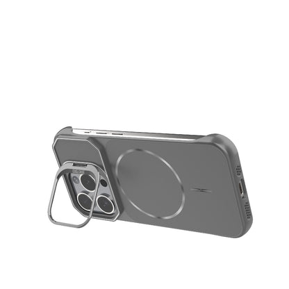For iPhone 15 Pro Frameless Half-Wrapped PC Magnetic Phone Case - Gray - EDA009914112F