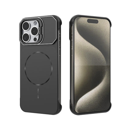 For iPhone 15 Pro Max Frameless Half-Wrapped PC Magnetic Phone Case - Black - EDA009914113A