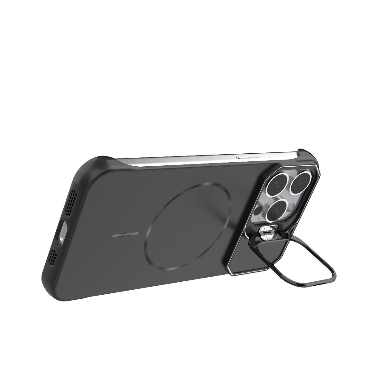 For iPhone 15 Pro Max Frameless Half-Wrapped PC Magnetic Phone Case - Black - EDA009914113A